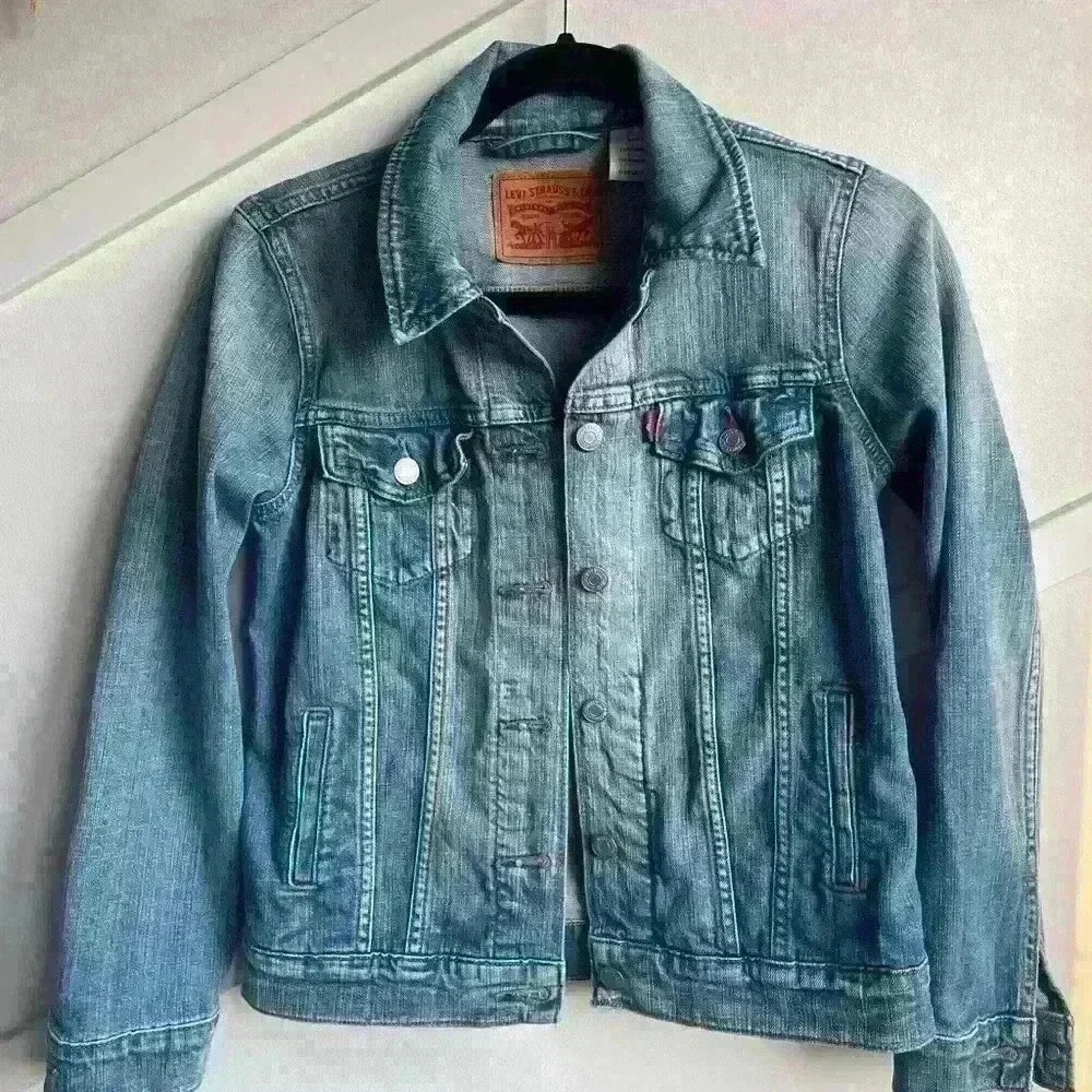 Levis Original Denim Trucker Jacket Blue  Cotton Button Up size XS - Picture 4 of 11